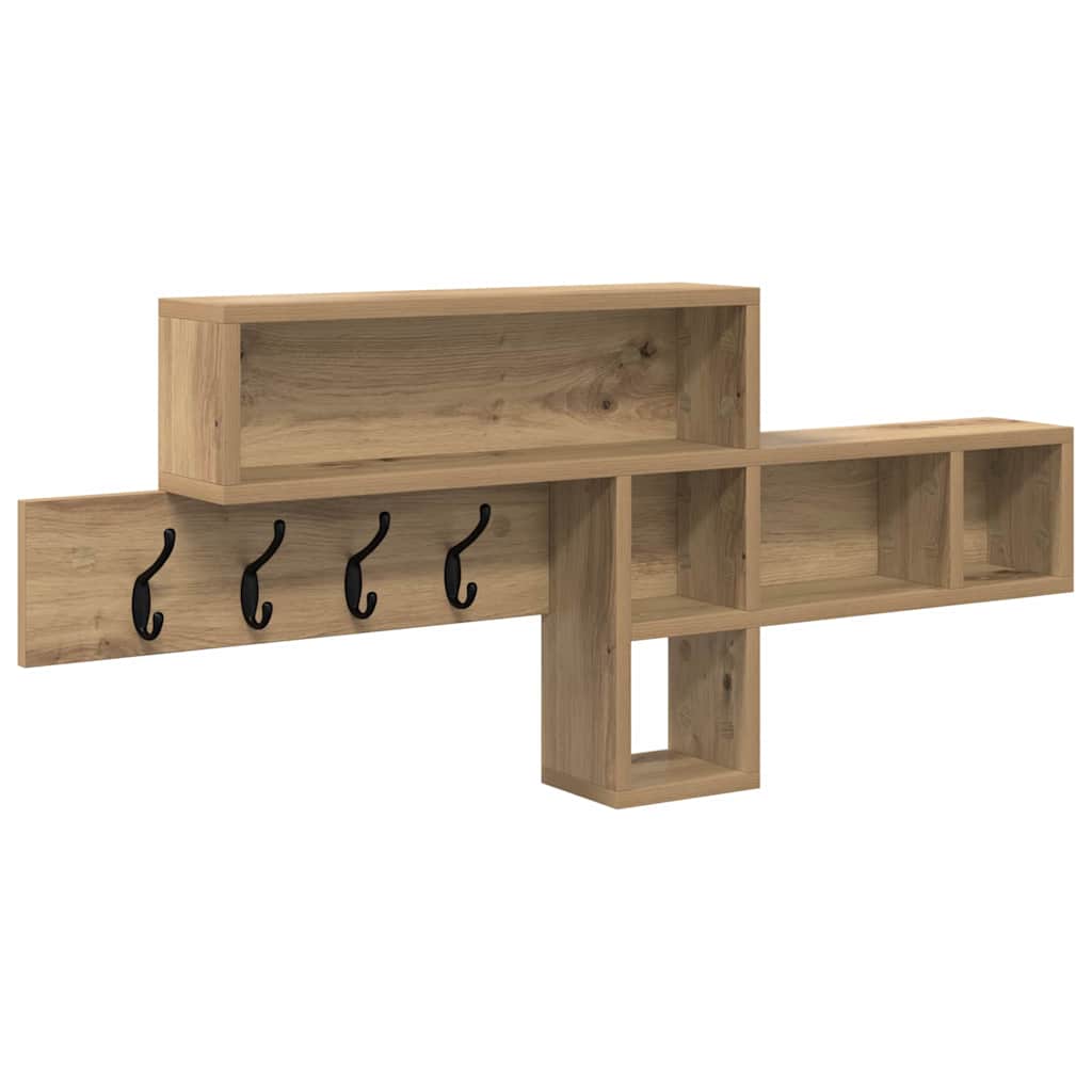 vidaXL Wall-Mounted Coat Rack Wall-Mounted Artisan Oak Engineered wood 2