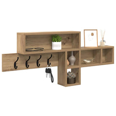 vidaXL Wall-Mounted Coat Rack Wall-Mounted Artisan Oak Engineered wood 3