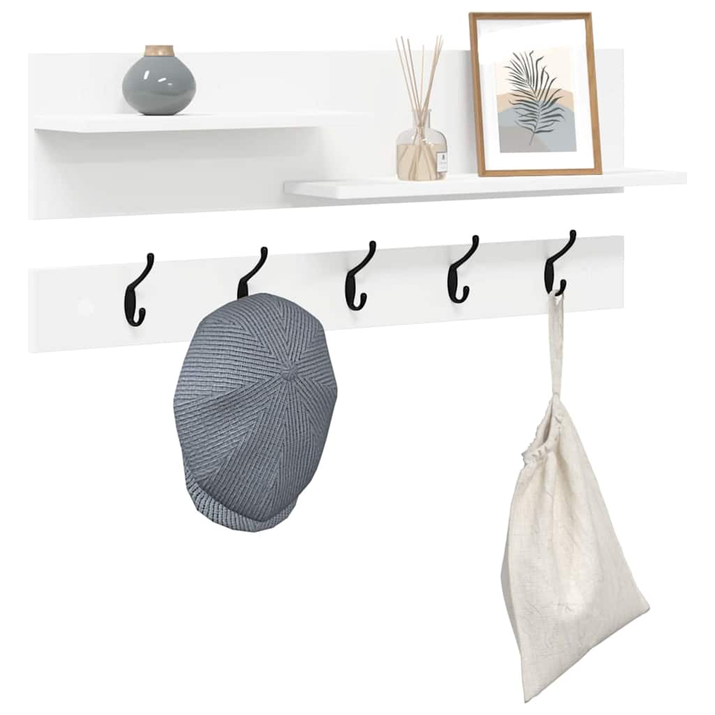 vidaXL Wall-Mounted Coat Rack Wall-Mounted White 90 x 15 x 36 cm 3