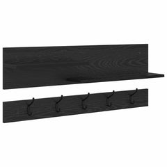 vidaXL Wall-Mounted Coat Rack Wall-Mounted Black Oak 90 x 15 x 36 cm 2