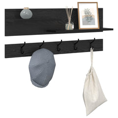 vidaXL Wall-Mounted Coat Rack Wall-Mounted Black Oak 90 x 15 x 36 cm 3