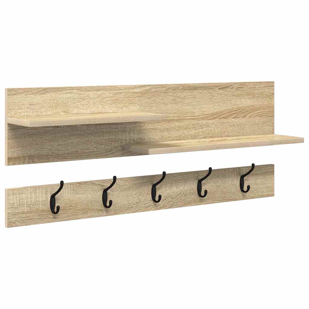 vidaXL Wall-Mounted Coat Rack Wall-Mounted Sonoma Oak 90 x 15 x 36 cm 2