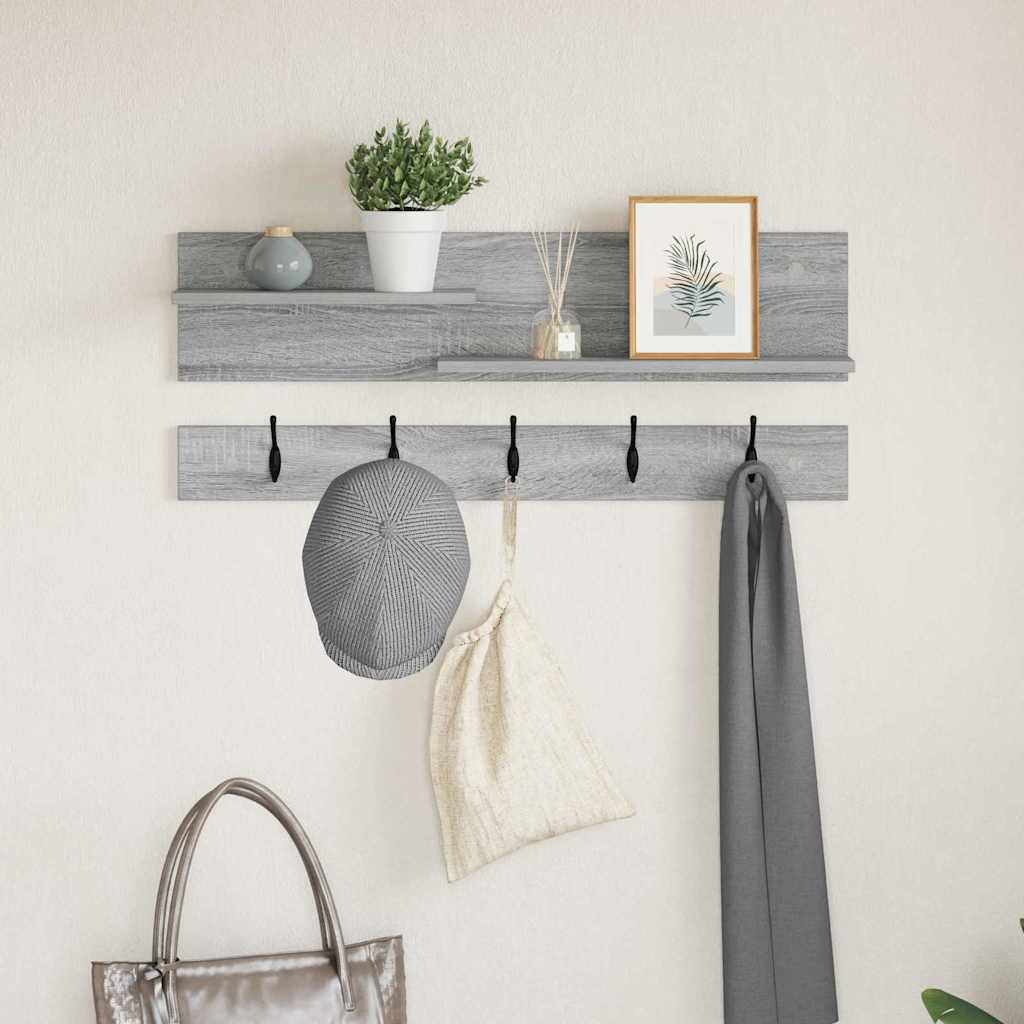 vidaXL Wall-Mounted Coat Rack Wall-Mounted Grey Sonoma 90 x 15 x 36 cm 1