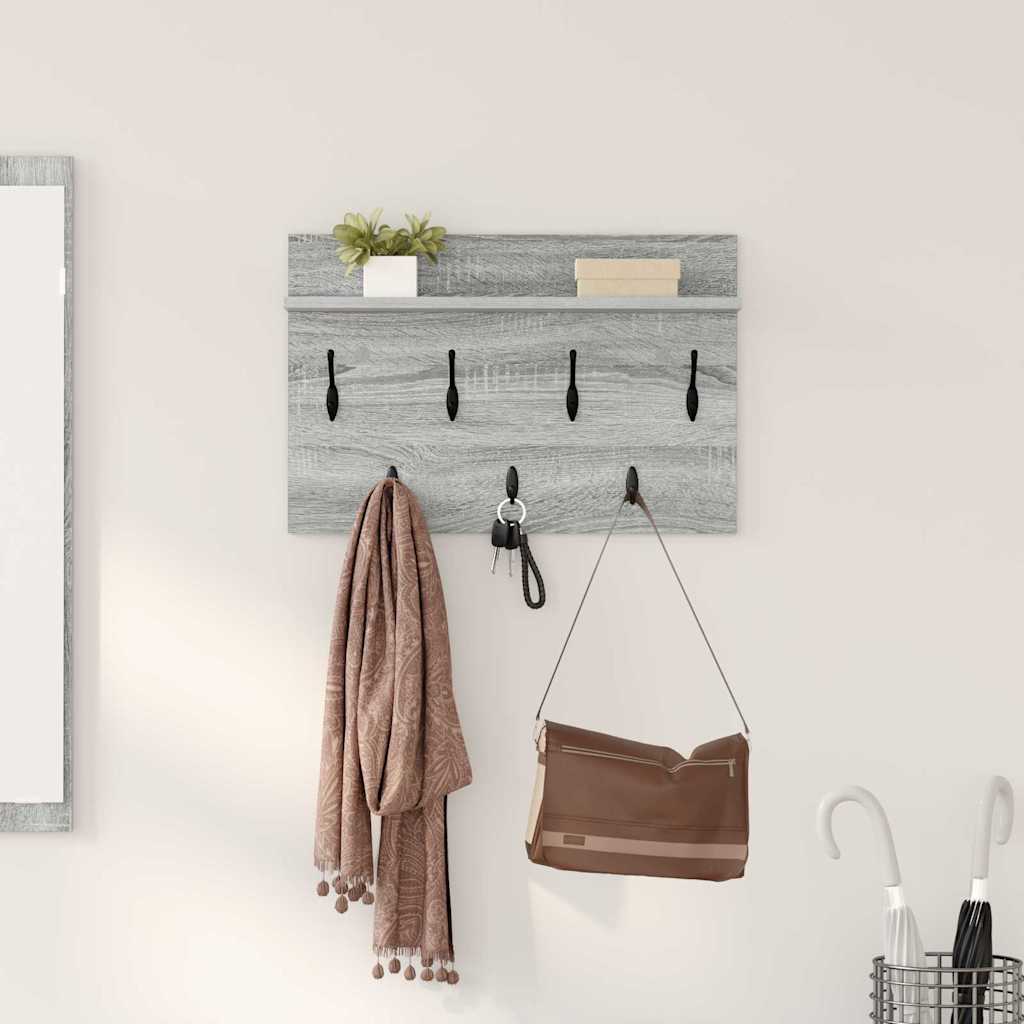 vidaXL Wall-Mounted Coat Rack Wall-Mounted Grey Sonoma 60 x 40 x 12 cm 1