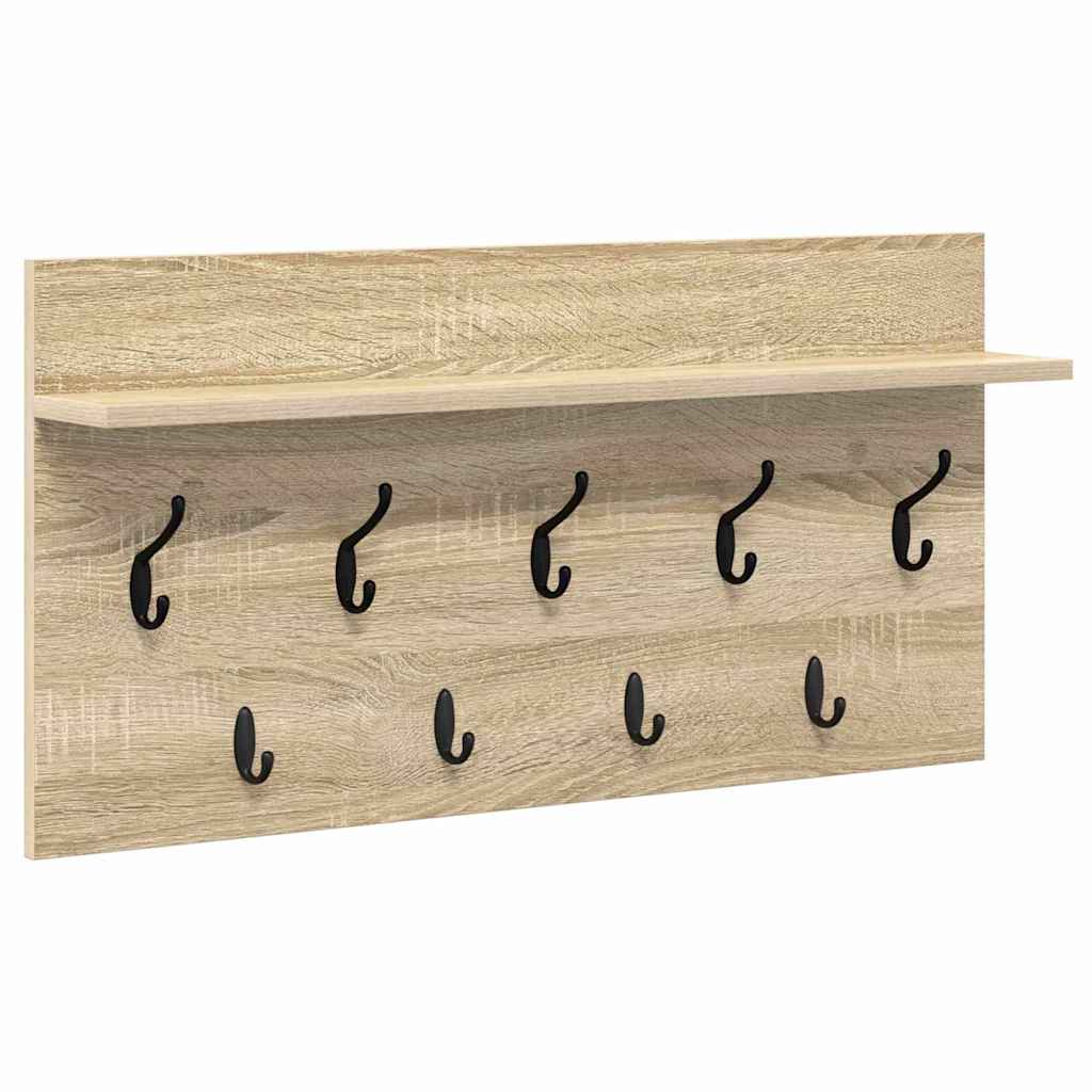 vidaXL Wall-Mounted Coat Rack Wall-Mounted Sonoma Oak 80 x 40 x 12 cm 2