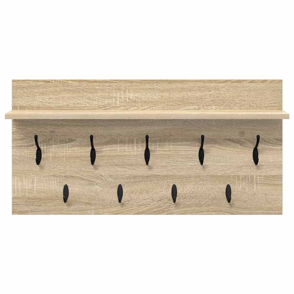 vidaXL Wall-Mounted Coat Rack Wall-Mounted Sonoma Oak 80 x 40 x 12 cm 5