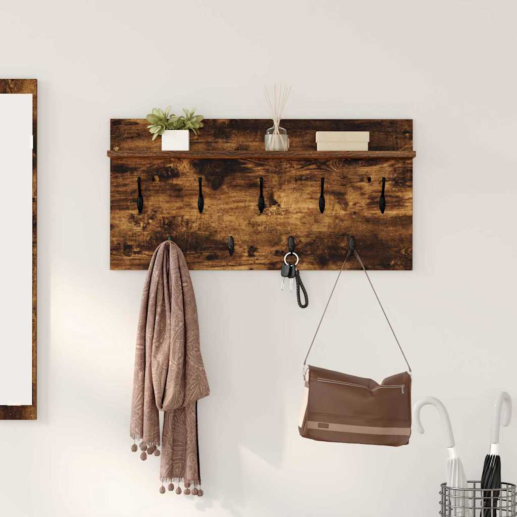 vidaXL Wall-Mounted Coat Rack Wall-Mounted Smoked Oak 80 x 40 x 12 cm 1
