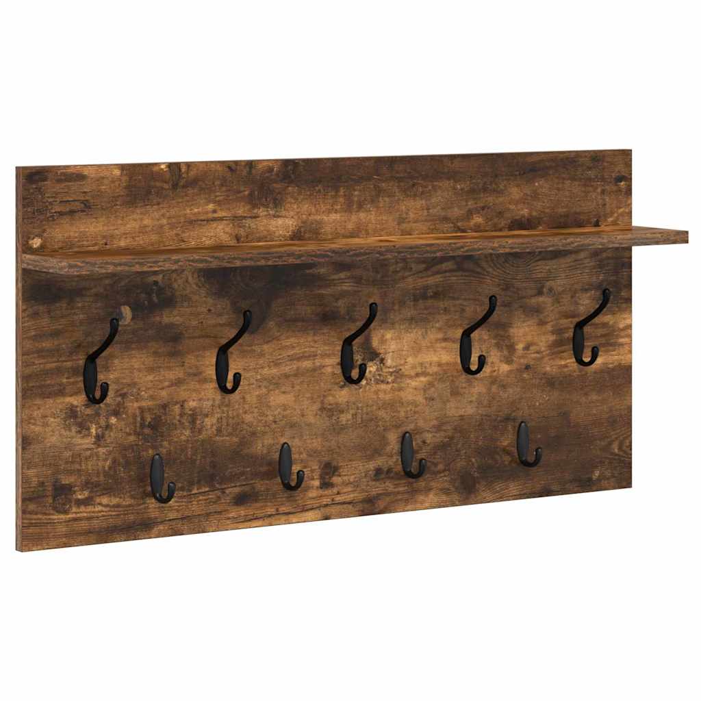 vidaXL Wall-Mounted Coat Rack Wall-Mounted Smoked Oak 80 x 40 x 12 cm 2