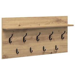 vidaXL Wall-Mounted Coat Rack Wall-Mounted Artisan Oak 80 x 40 x 12 cm 2