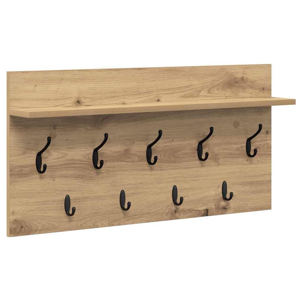 vidaXL Wall-Mounted Coat Rack Wall-Mounted Artisan Oak 80 x 40 x 12 cm 2