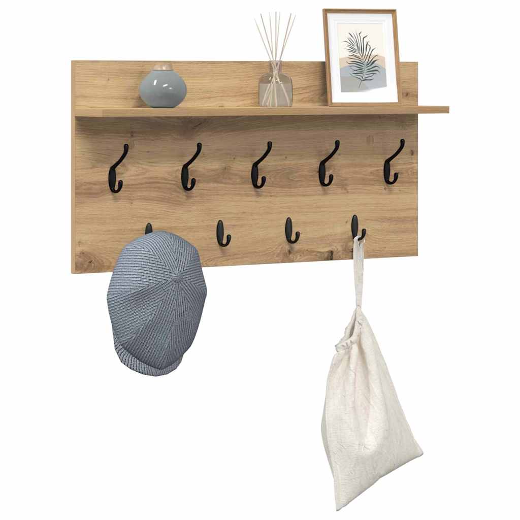 vidaXL Wall-Mounted Coat Rack Wall-Mounted Artisan Oak 80 x 40 x 12 cm 3