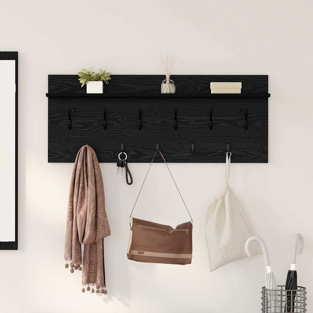vidaXL Wall-Mounted Coat Rack Wall-Mounted Black Oak 100 x 40 x 12 cm 1
