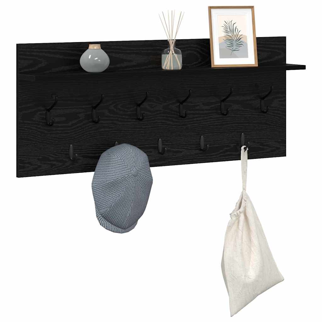 vidaXL Wall-Mounted Coat Rack Wall-Mounted Black Oak 100 x 40 x 12 cm 3