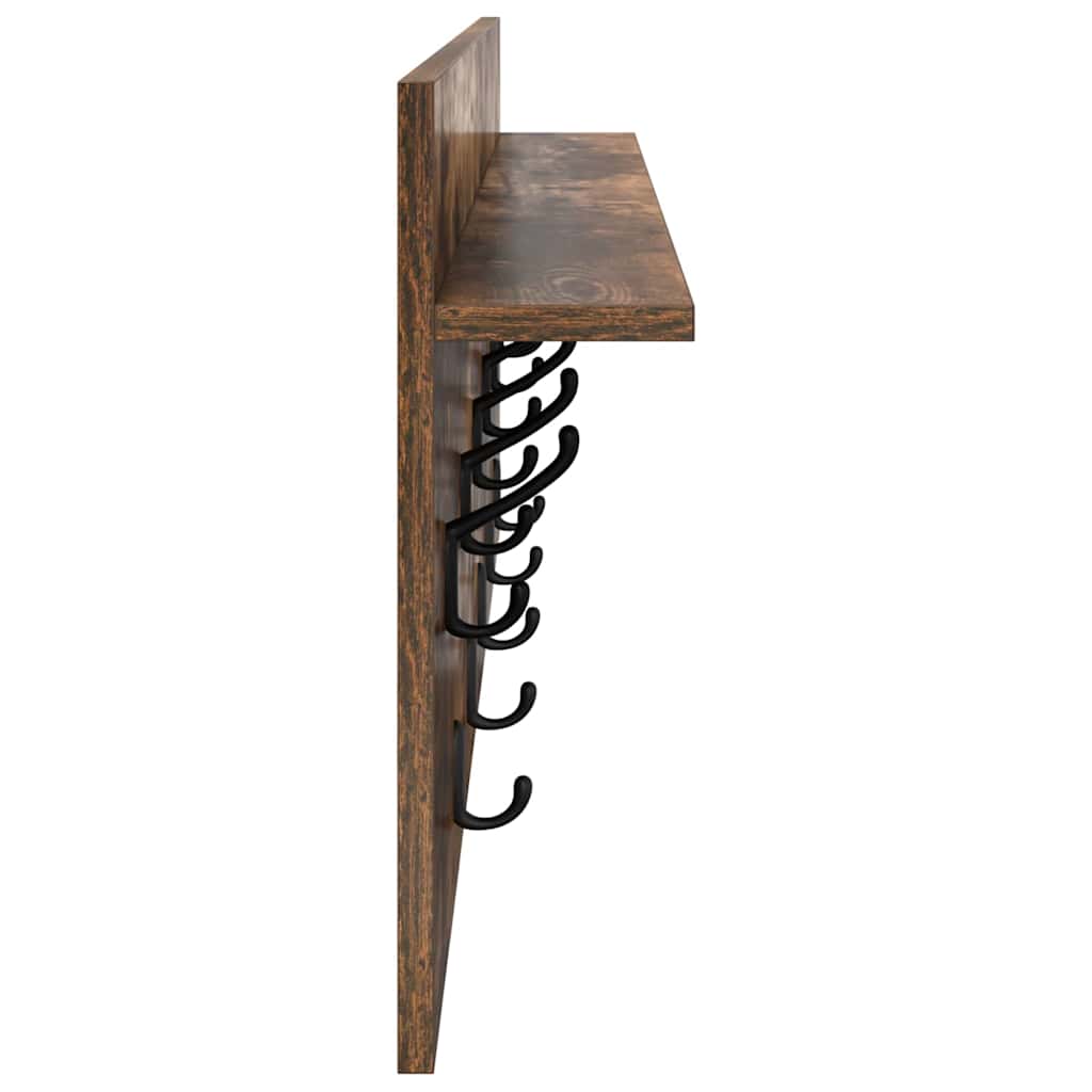 vidaXL Wall-Mounted Coat Rack Wall-Mounted Smoked Oak 100 x 40 x 12 cm 6