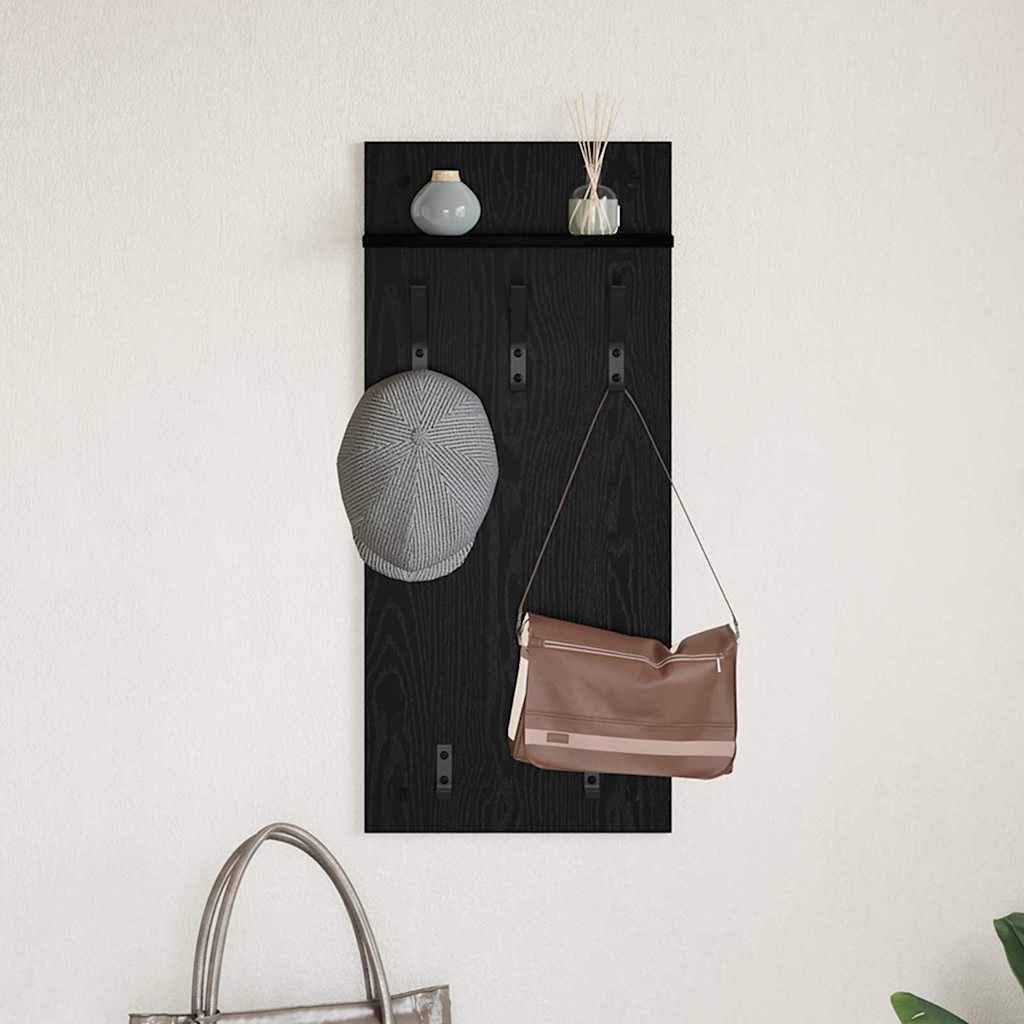 vidaXL Wall-Mounted Coat Rack Wall-Mounted Black Oak 40 x 10 x 90 cm 4