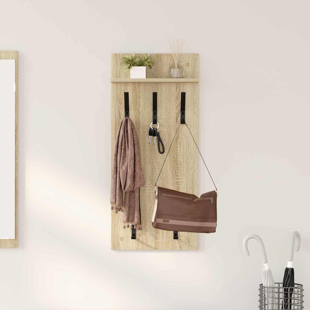 vidaXL Wall-Mounted Coat Rack Wall-Mounted Sonoma Oak 40 x 10 x 90 cm 1