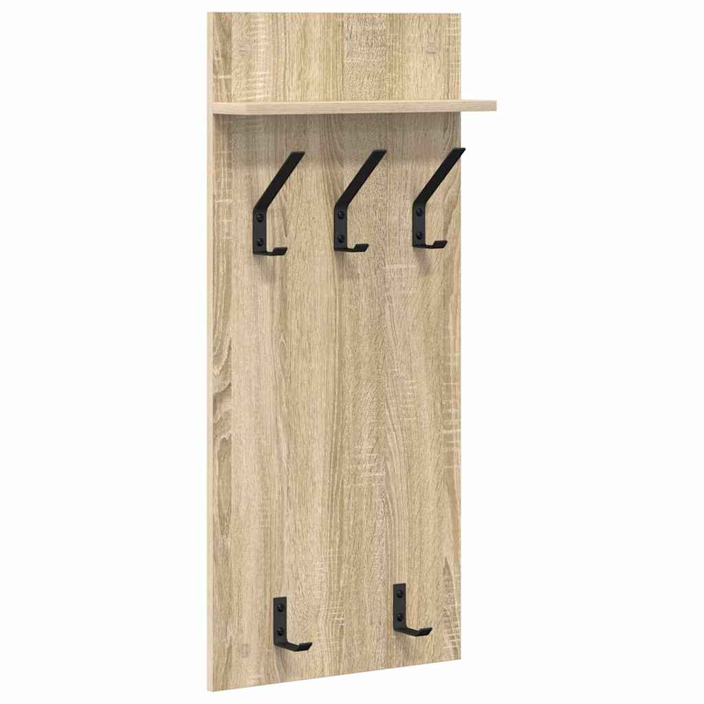 vidaXL Wall-Mounted Coat Rack Wall-Mounted Sonoma Oak 40 x 10 x 90 cm 2