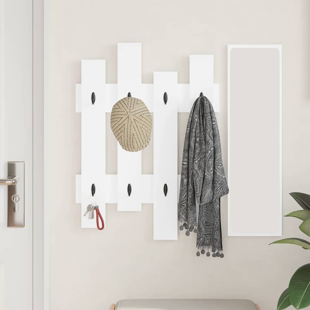 vidaXL Wall-Mounted Coat Rack Wall-Mounted White 60 x 3 x 82 cm 4