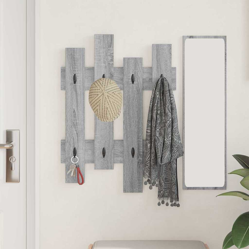 vidaXL Wall-Mounted Coat Rack Wall-Mounted Grey Sonoma 60 x 3 x 82 cm 4