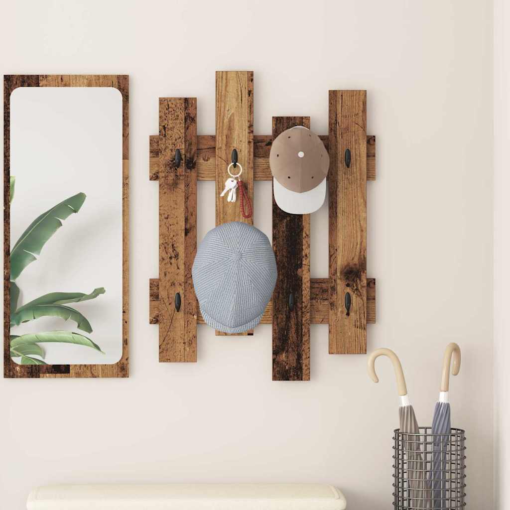 vidaXL Wall-Mounted Coat Rack Wall-Mounted Old Wood 60 x 3 x 82 cm 1