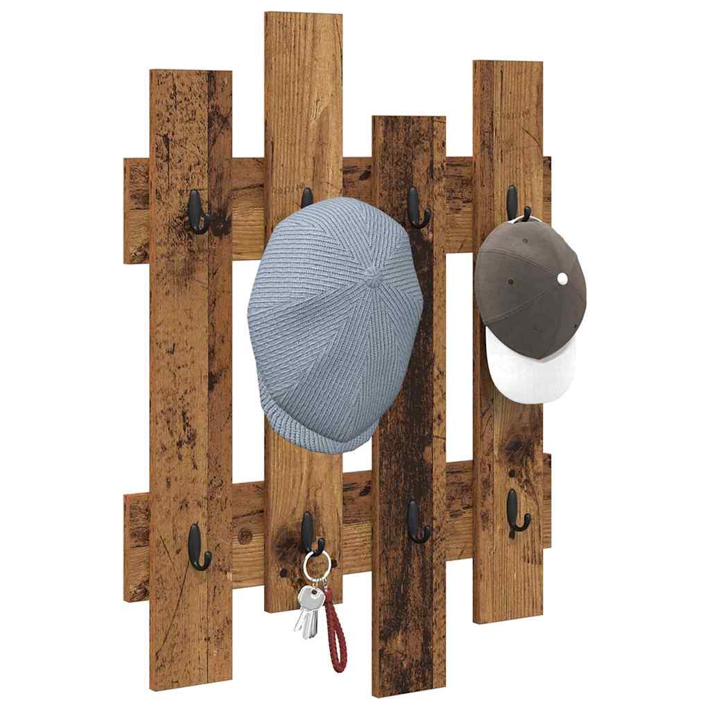vidaXL Wall-Mounted Coat Rack Wall-Mounted Old Wood 60 x 3 x 82 cm 3