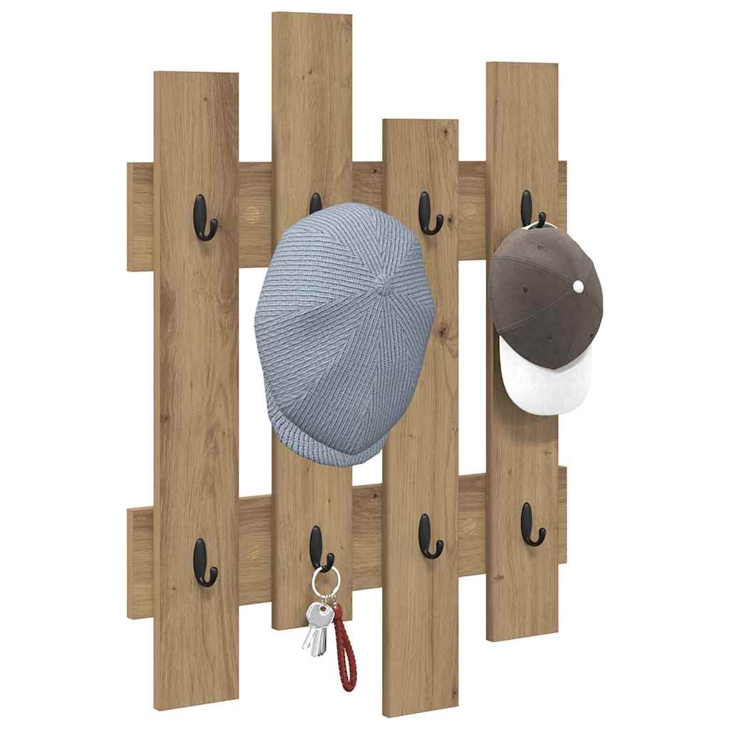 vidaXL Wall-Mounted Coat Rack Wall-Mounted Artisan Oak 60 x 3 x 82 cm 3