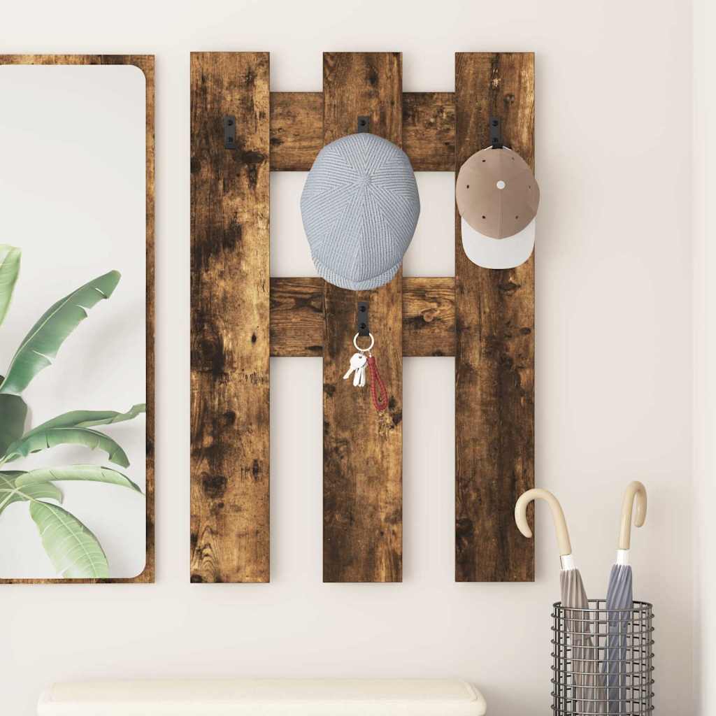 vidaXL Wall-Mounted Coat Rack Wall-Mounted Smoked Oak 65 x 3 x 100 cm 1