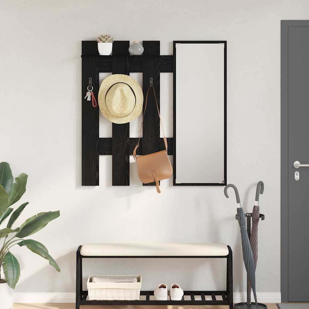 vidaXL Wall-Mounted Coat Rack Wall-Mounted Black Oak 100 x 10 x 100 cm 1