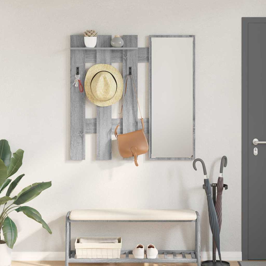 Wall-Mounted Coat Rack Engineered Wood in Grey Sonoma