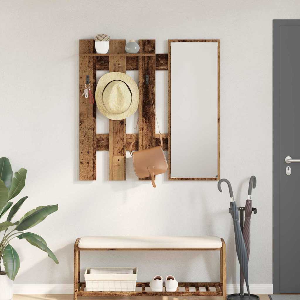 Wall-Mounted Coat Rack Engineered Wood in Old Wood