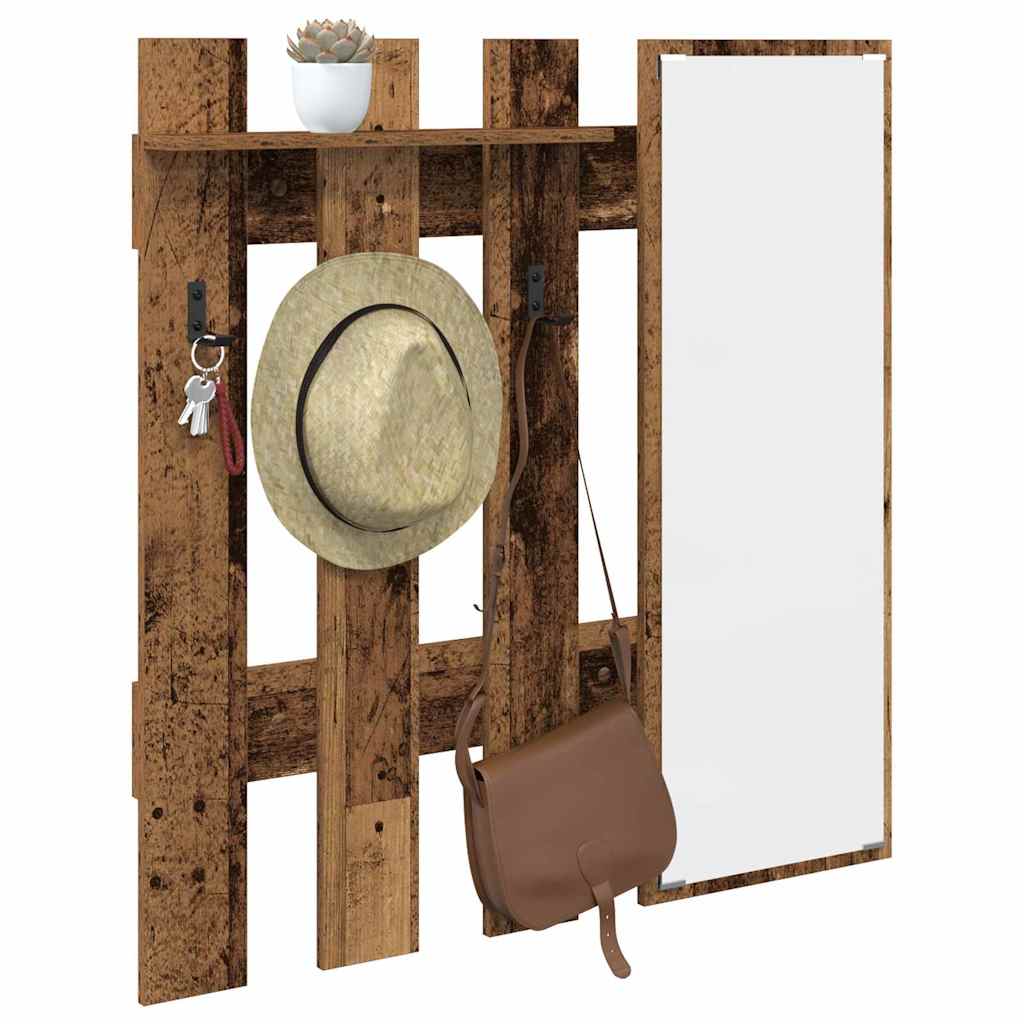 vidaXL Wall-Mounted Coat Rack Wall-Mounted Old Wood 100 x 10 x 100 cm 3