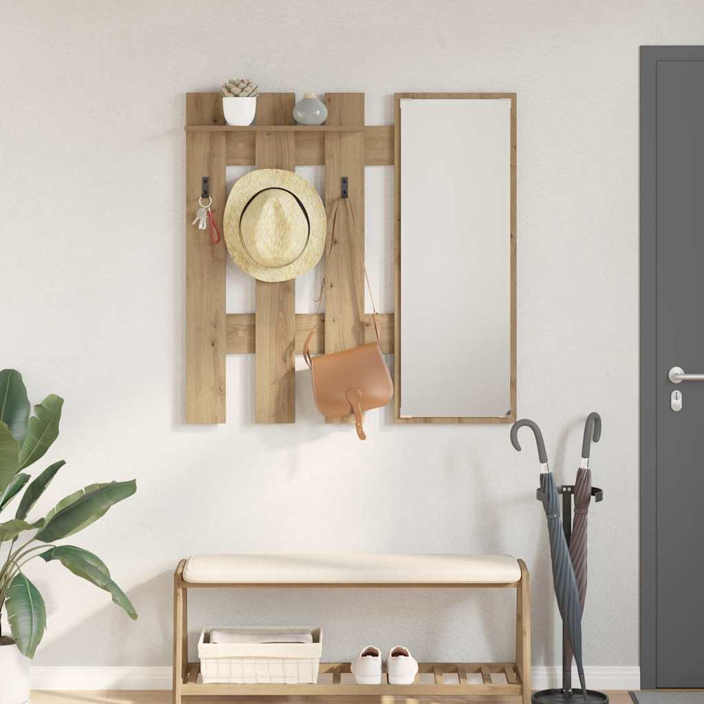 Wall-Mounted Coat Rack Engineered Wood in Artisan Oak