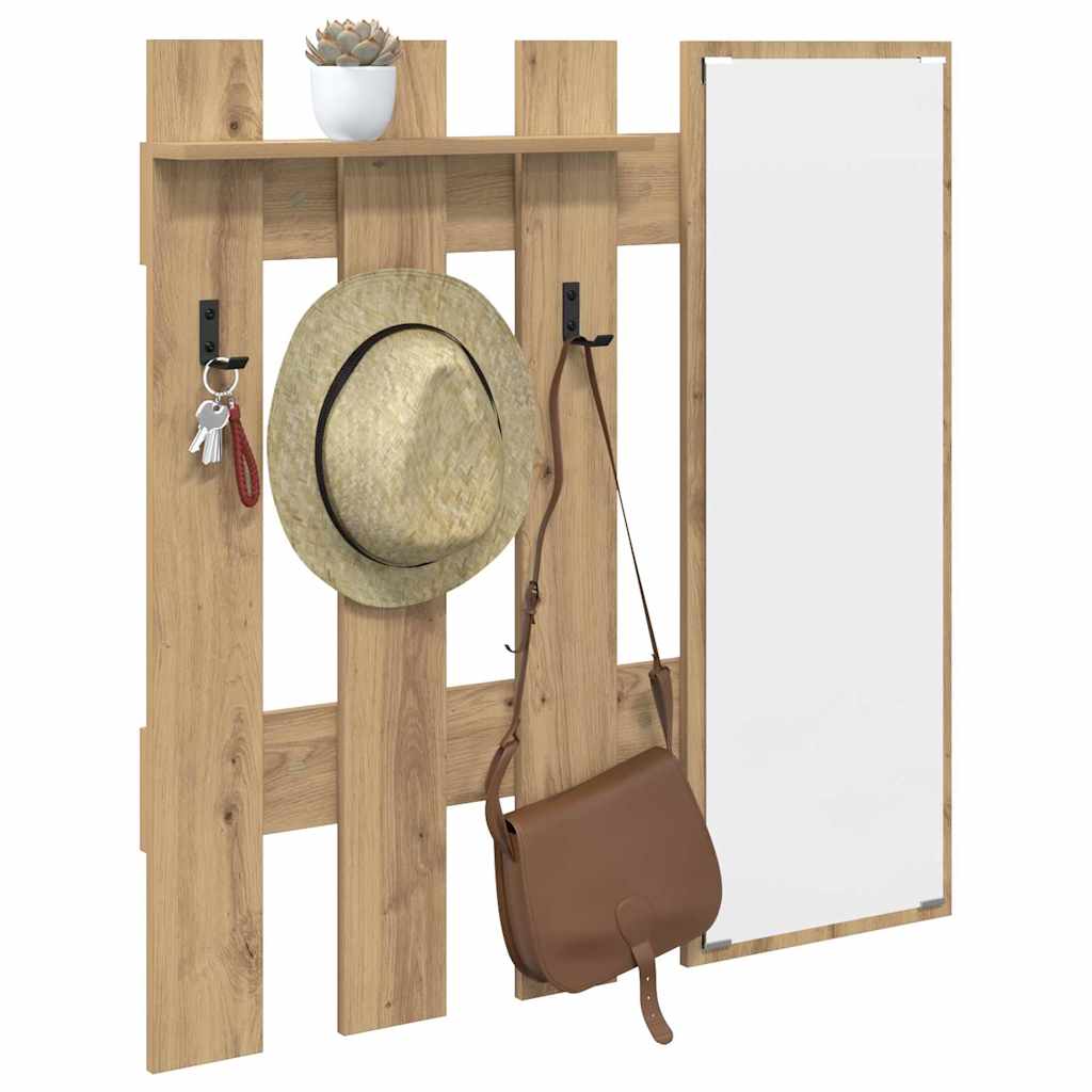 vidaXL Wall-Mounted Coat Rack Wall-Mounted Artisan Oak Engineered wood 3