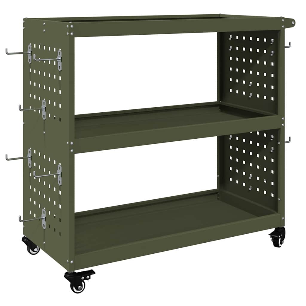 vidaXL Tool Trolley Olive Green 75 x 35 x 73 cm Cold-rolled Steel 2