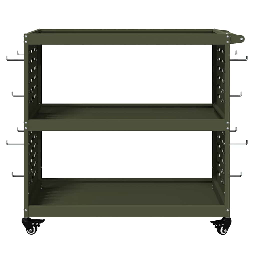 vidaXL Tool Trolley Olive Green 75 x 35 x 73 cm Cold-rolled Steel 5