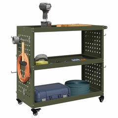 vidaXL Tool Trolley Olive Green 75 x 35 x 73 cm Cold-rolled Steel 3