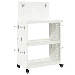 vidaXL Tool Trolley White 65 x 35 x 111 cm Cold-rolled Steel 2