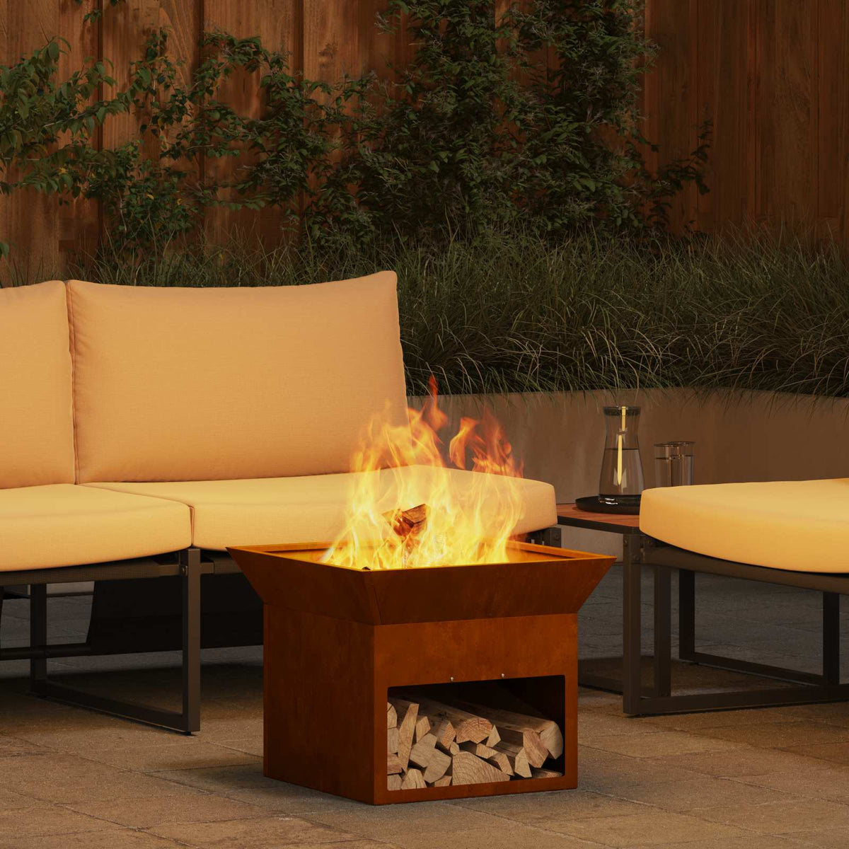 Fire Pit 50 x 50 x 40 cm Steel Weathering steel Wide top