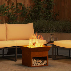 Fire Pit 50 x 50 x 40 cm Steel Weathering steel Wide top