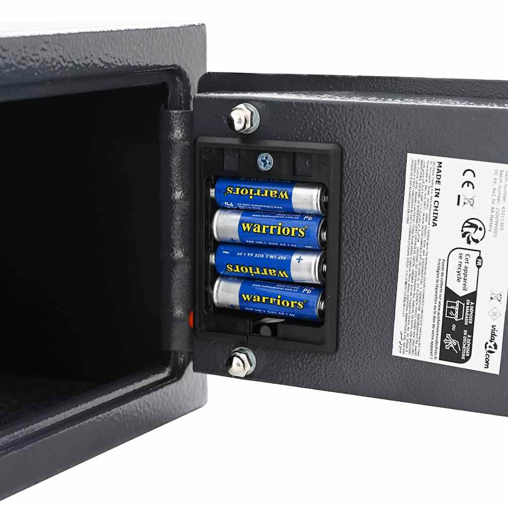 vidaXL Digital Safe with Lock Dark grey 23 x 17 x 17 cm Steel 6