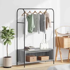 Clothes Rack Brown Oak 100 x 44 x 160 cm Engineered Wood Grey sonoma