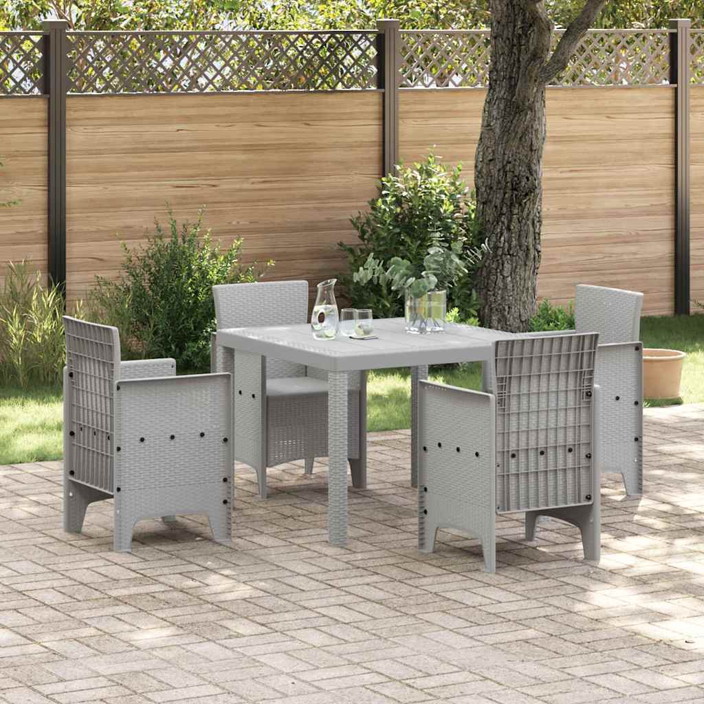 Garden Dining Set 5 pcs Polypropylene 4-Seater Light grey without cushion