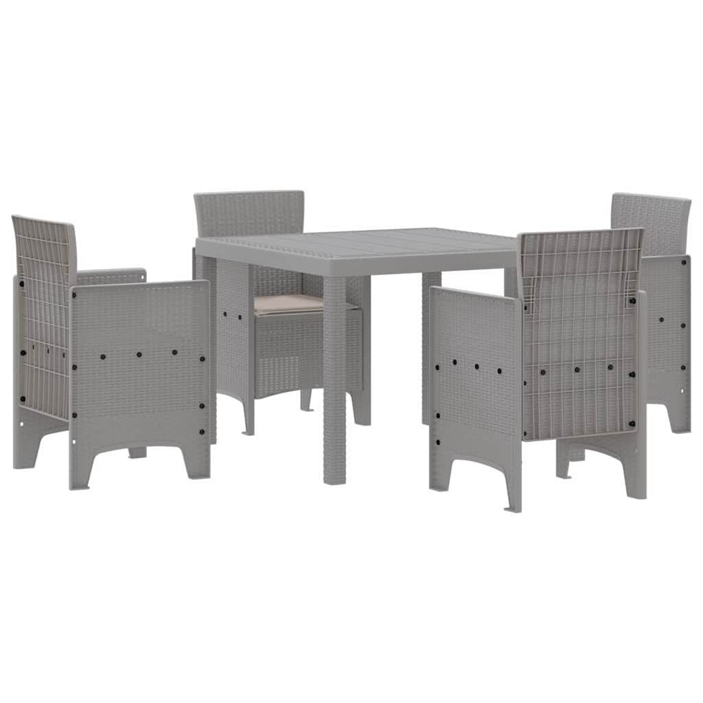 Garden Dining Set 5 pcs Polypropylene 4-Seater Light grey Taupe