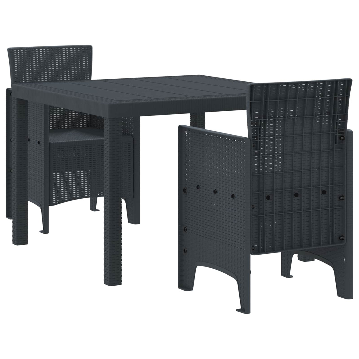 Garden Dining Set 3 pcs Polypropylene 2-Seater Anthracite without cushion