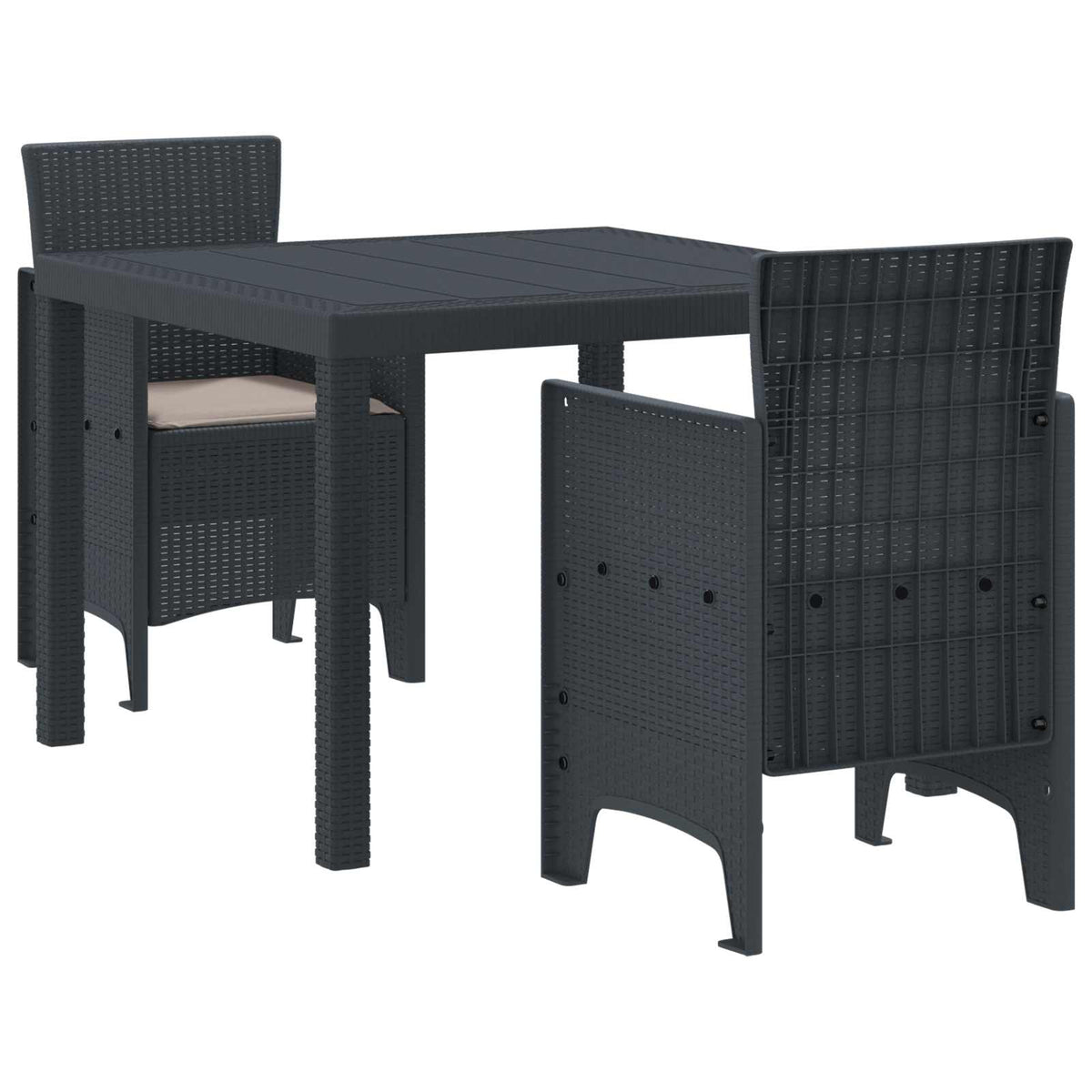Garden Dining Set 3 pcs Polypropylene 2-Seater Anthracite Taupe