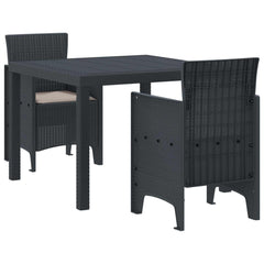 Garden Dining Set 3 pcs Polypropylene 2-Seater Anthracite Taupe