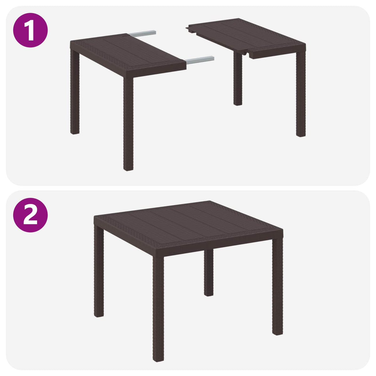 Garden Dining Set 3 pcs Polypropylene 2-Seater Brown Taupe