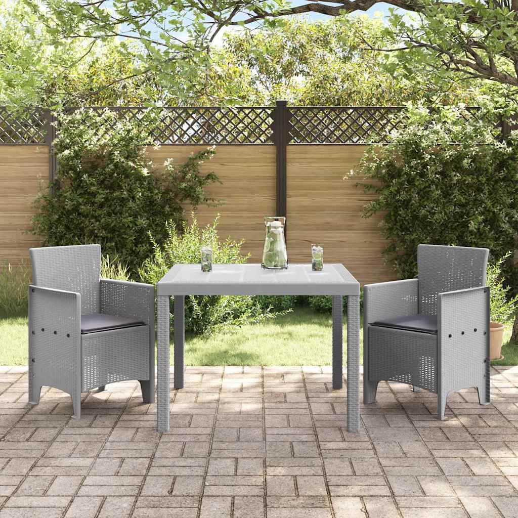 Garden Dining Set 3 pcs Polypropylene 2-Seater Light grey Anthracite