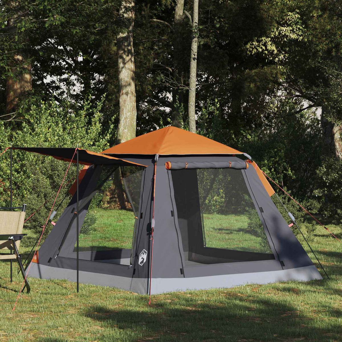 Instant Tent with Rainfly 3-Person Quick-Release 3-Person Grey and orange