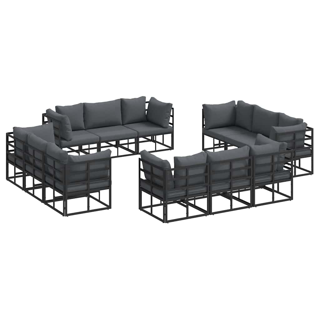 Garden Sofa Set 12 pcs Black Metal without table